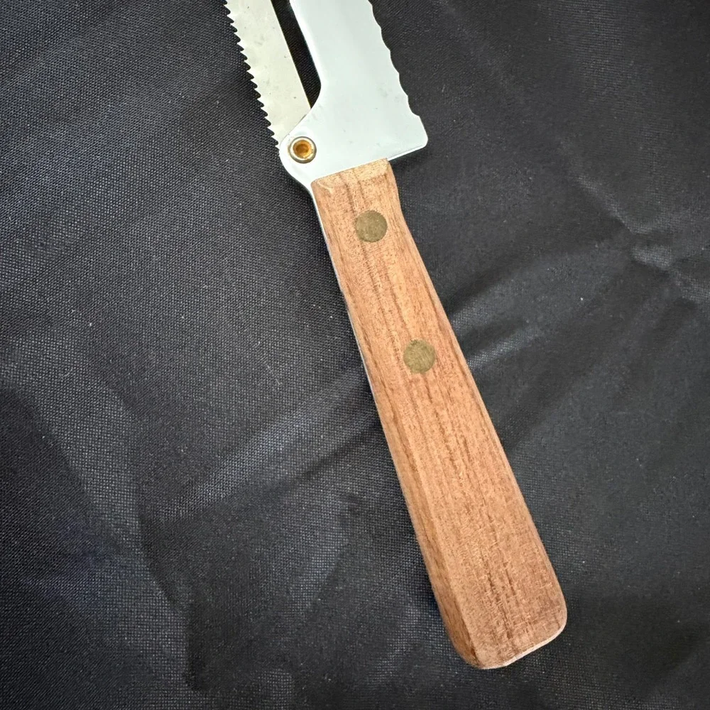 Carve-N-Saw Knife with Saw Blade Wood Handle Retro Kitchen Stainless Steel VTG